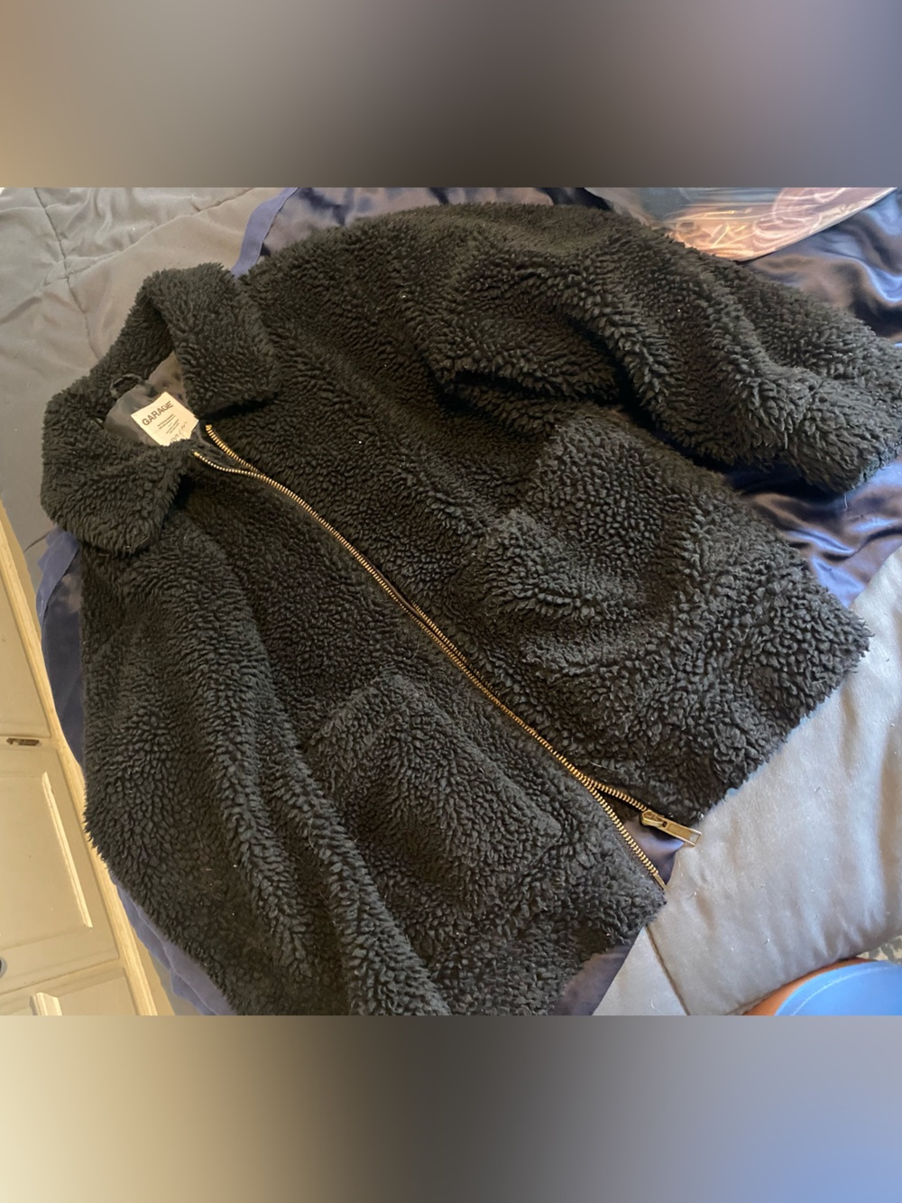 Garage Black Teddy Jacket with Zip